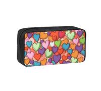 QGGHNISD Math Question - Astuccio per matite di grande capacità, in tessuto Oxford, con cerniera, borsa organizer per cancelleria stampata semplice, Motivo a cuore colorato., taglia unica, Beauty Case