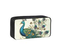 QGGHNISD Math Question - Astuccio per matite di grande capacità, in tessuto Oxford, con cerniera, borsa organizer per cancelleria stampata semplice, Motivo pavone., taglia unica, Beauty Case