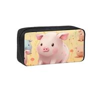 QGGHNISD Math Question - Astuccio per matite di grande capacità, in tessuto Oxford, con cerniera, borsa organizer per cancelleria stampata semplice, Maiale carino colorato, taglia unica, Beauty Case