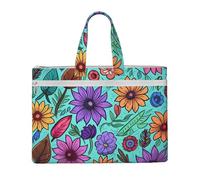 QGGHNISD Math Question Canvas Tote Bag Document Organizer Bag Zipper File Storage Handbag Portable Office Travel Bag, Fiori Doodle Colorati, Taglia unica
