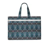 QGGHNISD Math Question Canvas Tote Bag Document Organizer Bag Zipper File Storage Handbag Portable Office Travel Bag, Blu Grigio Reticolo, Taglia unica