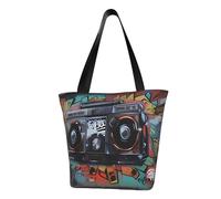 QGGHNISD Night London Tower Bridge Donne Casual Spalla Tote Bag, Grande Capacità Poliestere Borsa, Viaggio Spiaggia Shopping Bag, Graffiti Hip Hop, Taglia unica