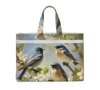 QGGHNISD Owls On A Branch Canvas Tote Bag Document Organizer Bag Zipper File Storage Handbag Portable Office Travel Bag, Uccelli di primavera Perchin, Taglia unica