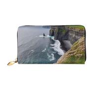 QGGHNISD Peacock - Portafoglio lungo da donna in pelle con cerniera, scomparti per carte di credito, tasca per contanti, pochette, Irlanda Outdoors Contea di Chiara le scogliere, Taglia unica