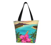 QGGHNISD Pesce nella borsa di totalizzatore casuale della spalla delle donne dell'acqua, borsa di grande capacità del poliestere, borsa della spesa della spiaggia di viaggio, Ciao Hawaii, Taglia unica