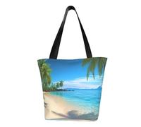 QGGHNISD Pesce nella borsa di totalizzatore casuale della spalla delle donne dell'acqua, borsa di grande capacità del poliestere, borsa della spesa della spiaggia di viaggio, Spiaggia hawaiana con