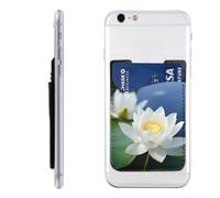 QGGHNISD Porta carte di credito adesivo per il retro della maggior parte degli smartphone, Fiori di Loto Bianco, Taglia unica