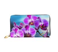 QGGHNISD Portafoglio lungo da donna in pelle con cerniera, scomparti per carte di credito, tasca per contanti, pochette marrone labrador retriever, Bella orchidea, Taglia unica