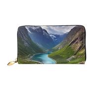 QGGHNISD Portafoglio lungo da donna in pelle con cerniera, scomparti per carte, tasca per contanti, pochette, Fiordi Norvegesi, Taglia unica