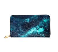 QGGHNISD Portafoglio lungo da donna in pelle con cerniera, scomparti per carte, tasca per contanti, pochette, Spazio poligonale astratto, Taglia unica