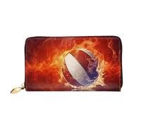 QGGHNISD Portafoglio lungo da donna in pelle con cerniera, scomparti per carte, tasca per contanti, pochette, Basket Fiamme e Gocce d'acqua, Taglia unica