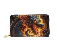 QGGHNISD Portafoglio lungo da donna in pelle con cerniera, scomparti per carte, tasca per contanti, pochette, Drago cinese del fuoco, Taglia unica