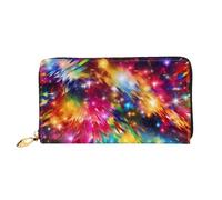 QGGHNISD Portafoglio lungo da donna in pelle con cerniera, scomparti per carte, tasca per contanti, pochette, Luminosa bella arte colorata, Taglia unica