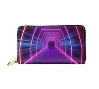 QGGHNISD Portafoglio lungo da donna in pelle con cerniera, scomparti per carte, tasca per contanti, pochette, Tunnel con luci al neon, Taglia unica