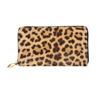 QGGHNISD Portafoglio lungo da donna in pelle viola con cerniera, scomparti per carte, tasca per contanti, pochette, Divertente stampa leopardata., Taglia unica
