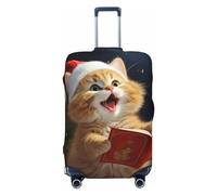 QGGHNISD Protezione per bagagli da giardino e prato, resistente ai graffi, elastica, adatta per valigie da 45-81 cm, Carino gatto cantare canti natalizi, L