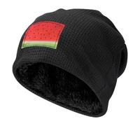 QGGHNISD Red Watermelon Waffle Knit Fleece Beanie Hat, caldo cappello elastico pullover invernale per uomo e donna, Nero , Taglia unica