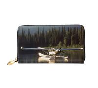 QGGHNISD Rock Band Stage - Portafoglio lungo da donna in pelle con cerniera, scomparti per carte di credito, tasca per contanti, pochette, Aereo sul lago, Taglia unica