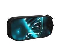 QGGHNISD Science Gene Strand - Astuccio per matite, grande capacità, a doppio strato, con divisore, borsa per cancelleria, con cerniera, graziosa borsa per cosmetici, per scuola, ufficio, viaggi, Nero