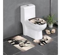 QGGHNISD Set di 3 tappeti da bagno in flanella con animali del Sud Africa, tappetino antiscivolo assorbente, tappeto a forma di U e copertura del coperchio, morbido tappeto da bagno lavabile