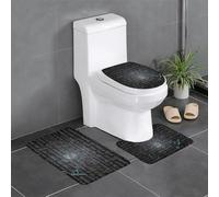 QGGHNISD Set di 3 tappeti da bagno in flanella con note musicali, tappetino antiscivolo assorbente, tappeto a forma di U e copertura del coperchio, morbido tappeto da bagno lavabile