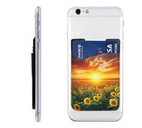 QGGHNISD Simpatica custodia per telefono Schnauzer, porta carte di credito adesiva per il retro della maggior parte degli smartphone, Tramonto da sogno di un campo di girasoli, Taglia unica