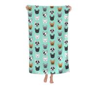 QGGHNISD Simpatico asciugamano da bagno con bulldog francese, 130 x 80 cm, morbido, delicato sulla pelle, ad asciugatura rapida, coperta per viaggi e nuoto all'aperto
