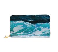 QGGHNISD Sunflower Butterfly Sunny Portafoglio lungo da donna in pelle con cerniera, scomparti per carte, tasca per contanti, pochette, Spiaggia Oceano, Taglia unica