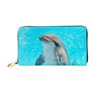 QGGHNISD Sunflower Butterfly Sunny Portafoglio lungo da donna in pelle con cerniera, scomparti per carte, tasca per contanti, pochette, Deliziosi delfini., Taglia unica