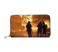 QGGHNISD Sunflower Butterfly Sunny Portafoglio lungo da donna in pelle con cerniera, scomparti per carte, tasca per contanti, pochette, Fiamma del vigile del fuoco, Taglia unica