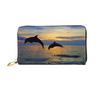 QGGHNISD Sunflower Butterfly Sunny Portafoglio lungo da donna in pelle con cerniera, scomparti per carte, tasca per contanti, pochette, Divertente Delfino Animale, Taglia unica