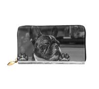 QGGHNISD Sunflower Butterfly Sunny Portafoglio lungo da donna in pelle con cerniera, scomparti per carte, tasca per contanti, pochette, Bulldog francese., Taglia unica