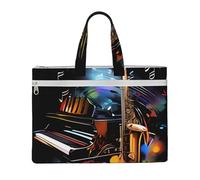 QGGHNISD Zen Stone Canvas Tote Bag Document Organizer Bag Zipper File Storage Bag Borsa Portatile Ufficio Viaggio Bag, Sassofono e pianoforte, Taglia unica