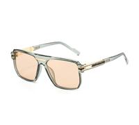 QGGNMGT Grandi occhiali da sole da uomo grigi con decorazione punk, resistenti e di lusso, con protezione solare UV400 (verde champagne)