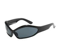 QGGNMGT Occhiali da sole da donna alla moda, colorati, con lenti a specchio, UV400, stile retrò, stile occhi di gatto, da uomo, stile punk, sportivi, da guida (nero grigio)