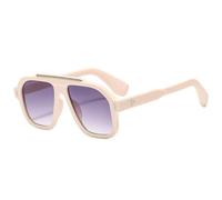 QGGNMGT Occhiali da sole da donna alla moda, UV400, retrò, con rivetti, da uomo, sfumati, di tendenza, blu e giallo (beige e grigio sfumato)