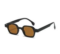 QGGNMGT Occhiali da sole da donna con piccoli poligoni, tonalità retrò sfumate, da uomo, UV400 (tè nero)