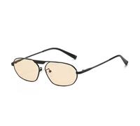 QGGNMGT Occhiali da sole da donna retrò in metallo con montatura a forma di occhio di gatto, alla moda, con poligoni irregolari, da uomo, punk, UV400 (nero champagne)