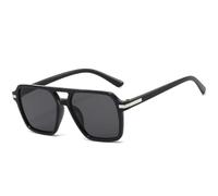 QGGNMGT Occhiali da sole da donna, stile retrò, con doppio ponte, di lusso, da uomo, per guida e viaggio, unisex, UV400 (nero grigio)
