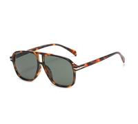 QGGNMGT Occhiali da sole da uomo retrò con doppi ponti, moda, rivetti, decorazioni, UV400, tendenza leopardo (verde scuro leopardato)