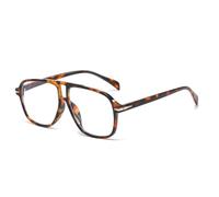 QGGNMGT Occhiali da sole da uomo retrò con doppi ponti, moda, rivetti, decorazioni, UV400, tendenza leopardo (leopardo trasparente)