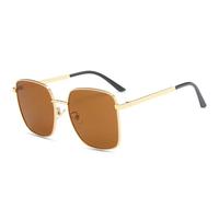 QGGNMGT Occhiali da sole in metallo alla moda, da donna, classici, punk, da uomo, da guida, da donna, UV400 (marrone dorato)