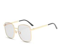 QGGNMGT Occhiali da sole in metallo alla moda, da donna, classici, punk, da uomo, da guida, da donna, UV400 (grigio chiaro dorato)