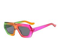 QGGNMGT Occhiali da sole monoblocco con montatura grande, da uomo e da donna, alla moda, di lusso, per esterni, da guida, UV400 (grigio arcobaleno)