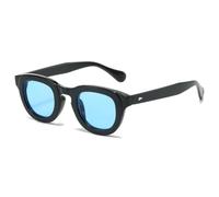 QGGNMGT Occhiali da sole ovali da donna con lenti sfumate color caramella, occhiali da sole da uomo di tendenza, rivetti verde scuro Uv400 (nero blu)