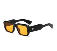 QGGNMGT Occhiali da sole retrò color caramella da donna, alla moda, con rivetti, a gamba larga, da uomo, di tendenza, punk, UV400 (nero arancione)