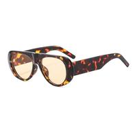 QGGNMGT Occhiali da sole retrò da donna, tonalità caramella, alla moda, UV400, da uomo, di tendenza, a gamba larga (leopardo champagne)