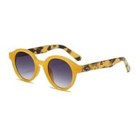 QGGNMGT Occhiali da sole rotondi vintage color caramella da donna, alla moda, con lenti leopardate, UV400, con rivetti di tendenza da uomo (giallo leopardo grigio)