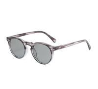 QGGNMGT Occhiali da sole rotondi vintage da uomo, alla moda, con rivetti, da donna, di tendenza, color verde tè, punk, UV400 (grigio a strisce grigie)