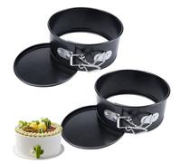 QGGTQG Mini stampo apribile, 11 cm, 2 pezzi con rivestimento antiaderente - rotondo piccolo stampo con fondo piatto per torte